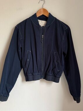 Pilcro Bomber Jacket Dark Navy Blue Size XS 100% cotton Women’s
